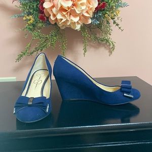 Navy suede wedges Jessica Simpson